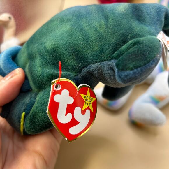 Lot of 6 Beanie Babies Rainbow Iguana Valentina Cheery The End Rescue Stretchy - Picture 4 of 11